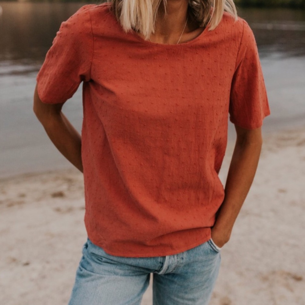 NWT Roolee Swiss dot top